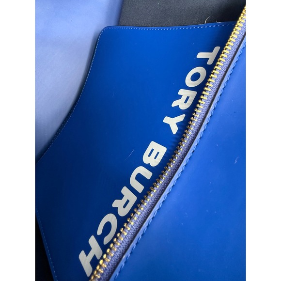 Tory Burch Gemini Link Small Tote Blue Coated Canvas Crossbody Bag Purse Carryon - Picture 9 of 16